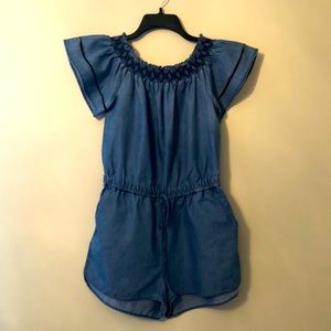 Blue Jean Romper by Love Tree.